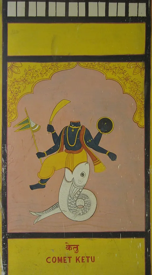 A mural of planet Ketu, from Jawahar Kala Kendra, Jaipur. 
Arjuncm3, CC BY-SA 3.0, via Wikimedia Commons